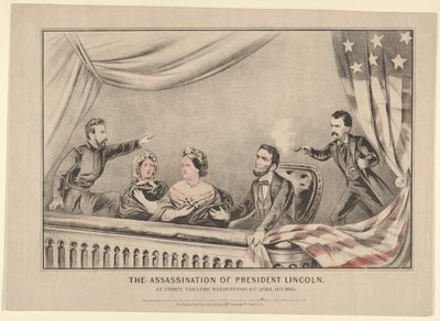 Başkan Lincoln'ün Fords Tiyatrosu'nda Suikastı, Washington DC, 14 Nisan 1865, 1865. by Currier and Ives