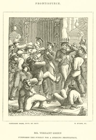 Bay Verdant Green, Konuyu Çarpıcı Bir Frontispiece için donatıyor by Cuthbert Bede