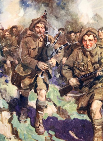 Cesur kavalcı hücumu yönetiyor (renkli taş) by Cyrus Cuneo