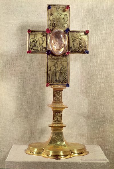 Papa Urban V (1310-70) 1368-78 (altın, kristal ve değerli taşlar) röliker haçı by Czech School