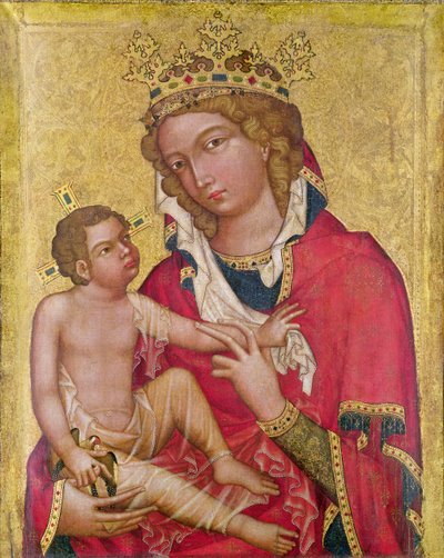 Bakire ve Çocuk, c.1350 (panelde marouflage ve tempera) by Czech School
