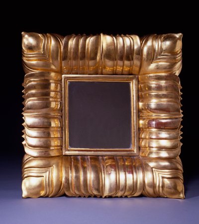 Dagobert Peche (1887-1923) tarafından tasarlanan, üst üste binen stilize yaprak yapraklarıyla oyulmuş bir Giltwood Ayna, 1925 dolayları (yaldız ağacı) by Dagobert Peche