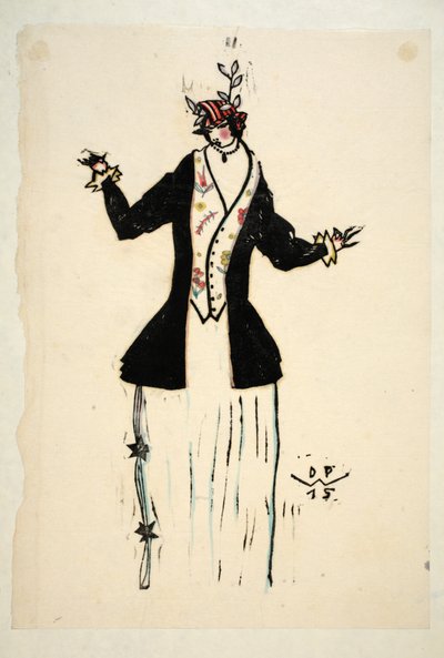 Ceket ve Yelek için Tasarım, Plaka 2, Kitap 4, 'Wiener Werkstatte Mode 191415'ten bir çizim, pub. Eduard Kosmack, Viyana, 1914-1915 (el boyaması linocut) by Dagobert Peche