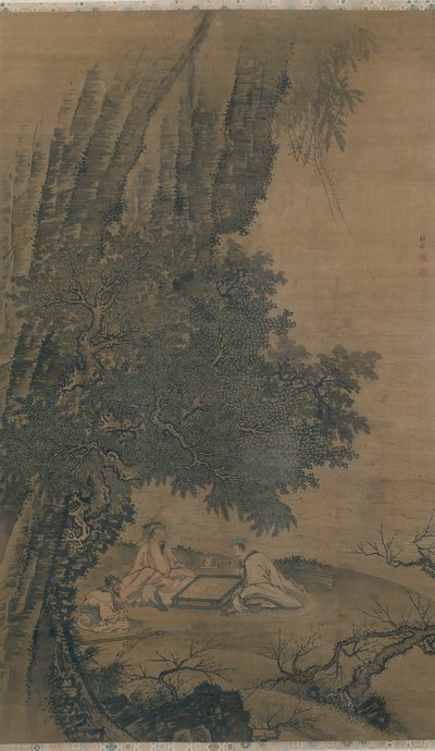Weiqi Oynayan Taoist Ölümsüzlerle Manzara by Dai Jin