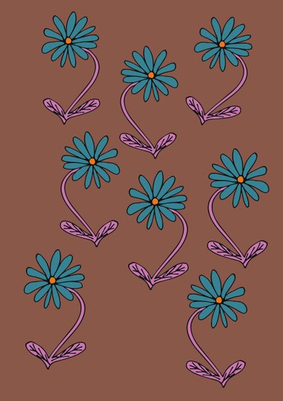 Papatyalar Tekrar Kahverengi Arka Plan (dijital) by Daisy de Villeneuve