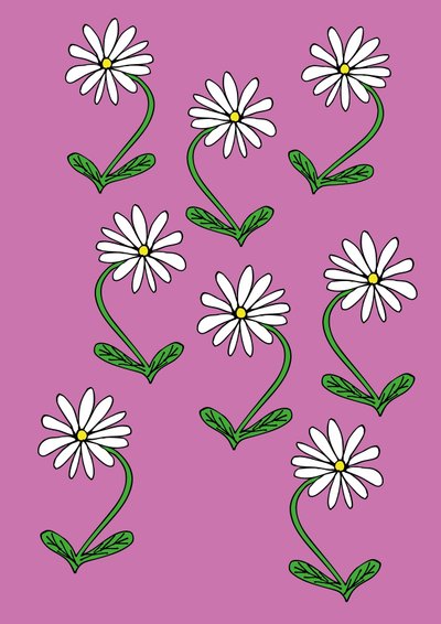 Papatyalar Tekrar Pembe Arka Plan (dijital) by Daisy de Villeneuve