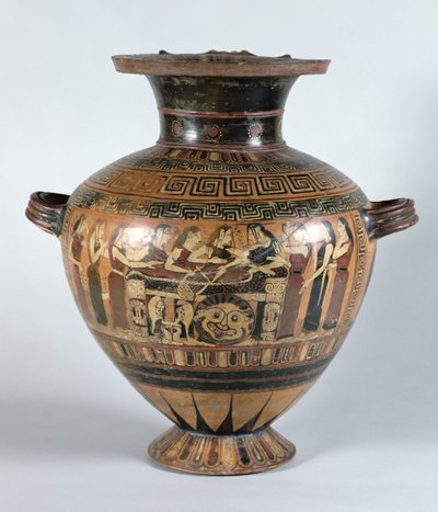 Akhilleus'un yasını tutan Nereidleri betimleyen siyah figürlü hidria, MÖ 560-550 dolayları (seramik) by Damon Painter