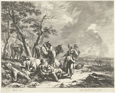Öğleden sonra: Çoban ailesi sürüyle dinleniyor Günün saatleri (dizi adı) by Dancker Danckerts