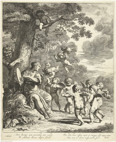 Dans eden putti ile Pan ve Syrinx by Dancker Danckerts