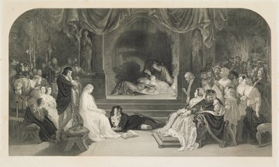 Oyun Sahnesi, III. Perde, William Shakespeare'in Hamlet II. Sahnesi, Charles W. Sharpe tarafından oyulmuş (lito) by Daniel (after) Maclise