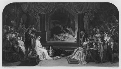 Oyun Sahnesi, Hamlet, Vernon Galerisi'ndeki resimden (gravür) by Daniel (after) Maclise