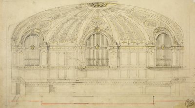 Orkestra Salonu, Chicago, Illinois, Bölüm, 1904. by Daniel Burnham