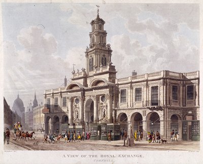 Royal Exchange 2. dış cephe, Londra, 1816 by Daniel Havell