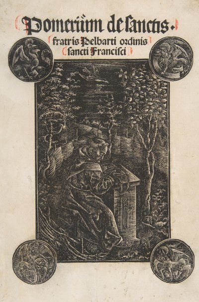Fransisken, Temesvarlı Pelbart, Bir Bahçede Okuyan Schr. 2876, 1502. by Daniel Hopfer.