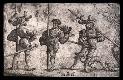 Halberds ile Silahlı Üç Alman Askeri by Daniel Hopfer
