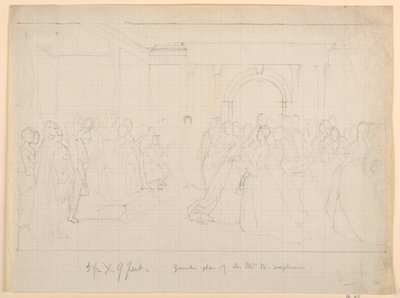 Çizim, Martha Washington Resepsiyonu için Genel Plan, 1860 by Daniel Huntington
