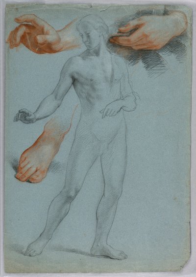 Çizim, Ayakta Duran Erkek Çıplak, Ayrı, 1858 by Daniel Huntington