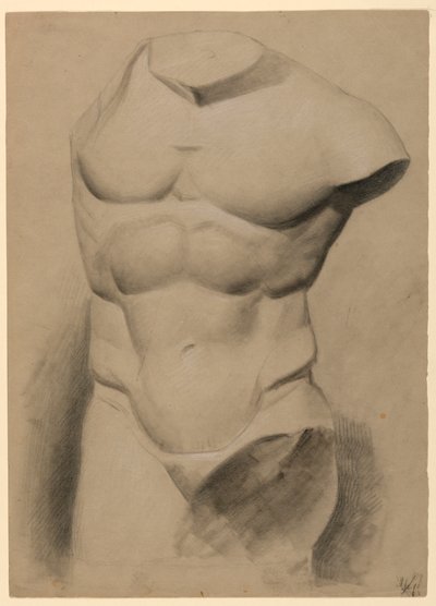 Çizim, Alçıdan Erkek Gövdesi, 1840 by Daniel Huntington