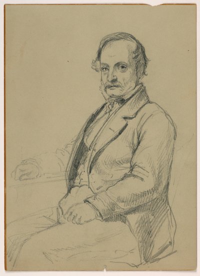 Çizim, Oturan Adam, yaklaşık 1860 by Daniel Huntington