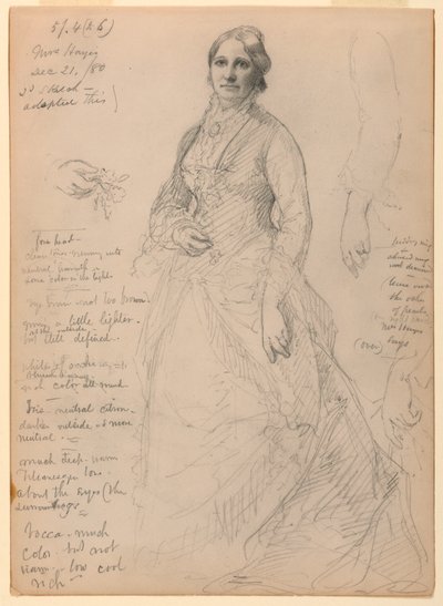 Çizim, Bayan Rutherford B. Hayes, 21 Aralık 1880 by Daniel Huntington