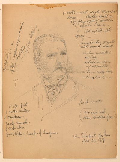 Çizim, Başkan Chester Alan Ar, 21 Kasım 1884 by Daniel Huntington