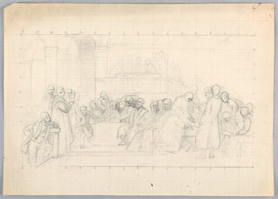 Çizim, "Bilimsel Grup" için Çalışma, 1858 by Daniel Huntington