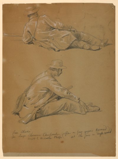 Çizim, Sanatçının İki Çalışması, 1864 by Daniel Huntington