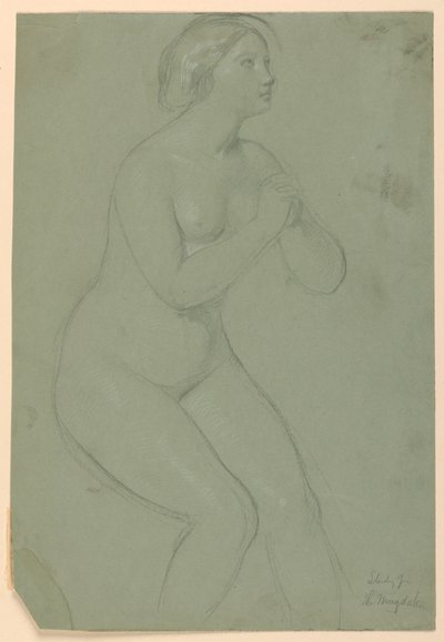 "A Magdalen" için Çıplak Kadın Çalışması by Daniel Huntington