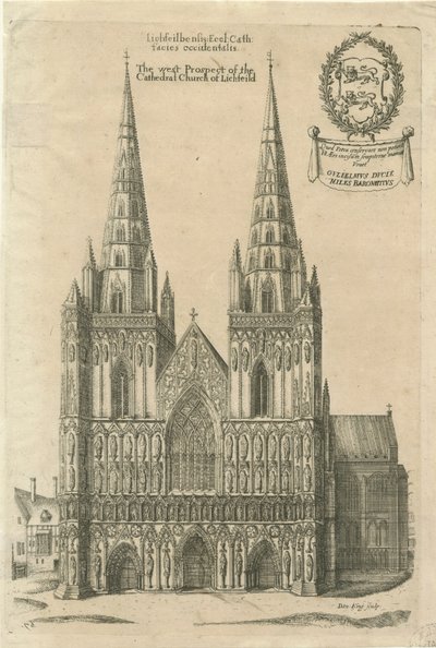 Lichfield Katedrali - Batı Cephesi: gravür ve [?17. yüzyıl sonu] by Daniel King