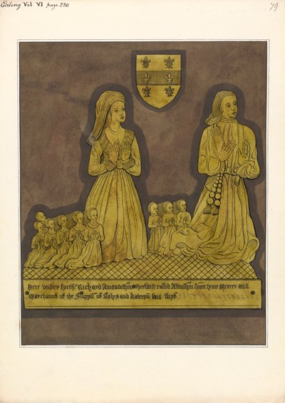 Richard Amondesham ve Karısı Katherine, Ealing Church için Pirinç Levha by Daniel Lysons