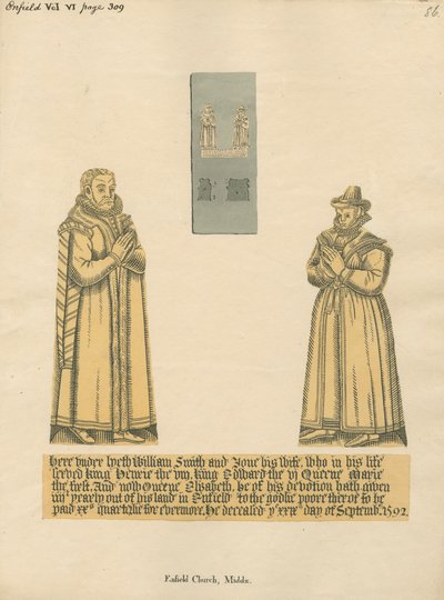 Enfield Kilisesi'nden William ve Jane Smith için Pirinç Levha by Daniel Lysons