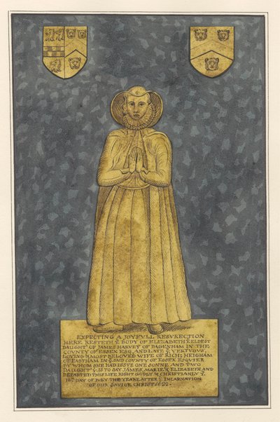 East Ham Kilisesi'nden Elizabeth Harvey için Pirinç Kaplama by Daniel Lysons