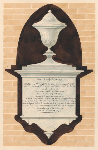 Chiswick Kilisesi'nden Ann Wainewright Anıtı by Daniel Lysons