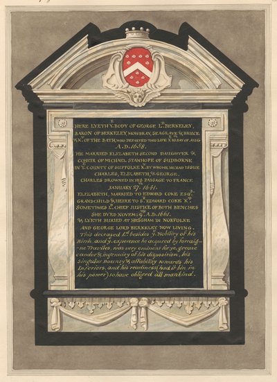Cranford Kilisesi'nden George Lord Berkeley Anıtı by Daniel Lysons