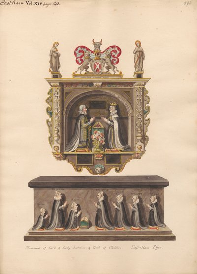 Lord ve Leydi Latimer Anıtı ve Doğu Ham Kilisesi'nden Ralph, Katherin, Ralph, Dorothye, Jane, Margaret ve Anne çocuklarının Mezarı by Daniel Lysons