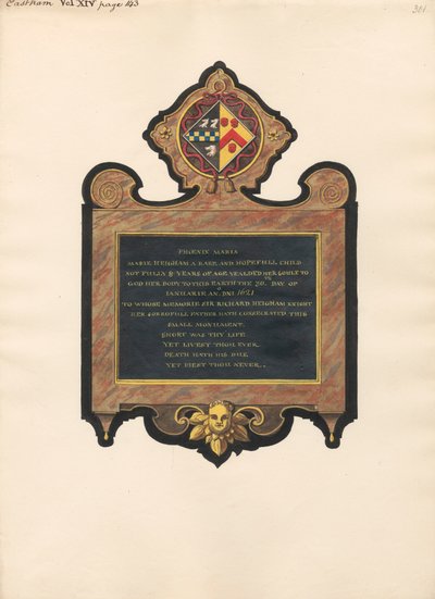 East Ham Kilisesi'nden Mary Heigham Anıtı by Daniel Lysons