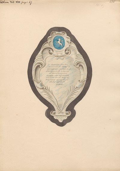 Feltham Kilisesi'nden Nathaniel Crewe Anıtı by Daniel Lysons
