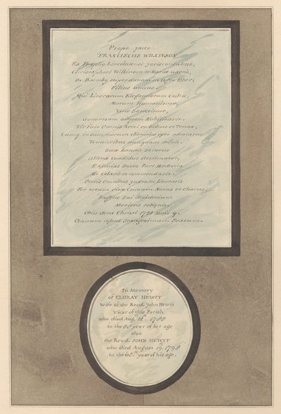 Feltham Kilisesi'nden Francis Wilkson ve John ve Eluzay Hewitt Anıtları by Daniel Lysons