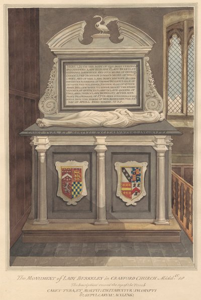 Cranford Kilisesi'nden Leydi Elizabeth Berkeley'in Mezarı by Daniel Lysons
