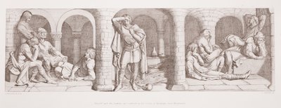 Harold ve Saksonlar, L. Gruner tarafından kazınmış 'Norman Fethinin Öyküsü'nden, Montreuil yakınlarındaki Beaurain Kalesi'ne hapsedildi, 1866 by Daniel Maclise