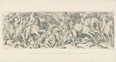 The Normans, retreating, are stayed and turned by William, who discloses his face, to counteract the Rumour of his Having Fallen by Daniel Maclise