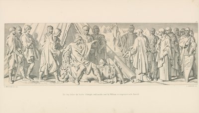 Savaştan önceki gün. William tarafından Harold ile görüşmek üzere gönderilen keşişlerle bir şövalye by Daniel Maclise