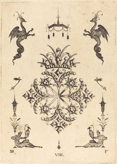 Üstte Fantazi Hayvanlı Broş ve Altta Vazolu Faunlar by Daniel Mignot