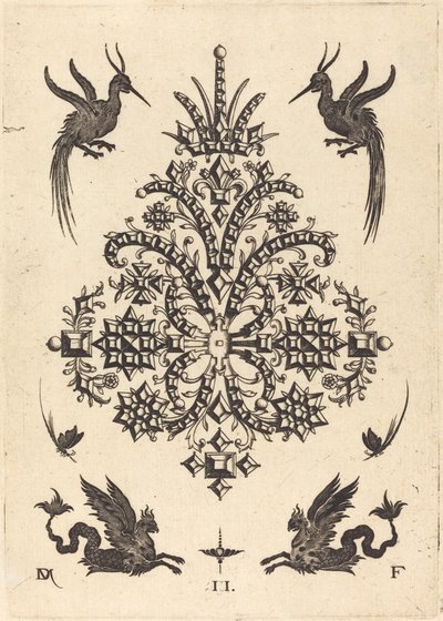 Üstte ve Altta Sofra Taşlı ve Kanatlı Griffinli Broş by Daniel Mignot
