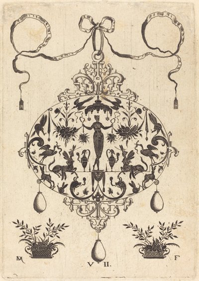 Büyük Kolye, Flora Ayakta, Meyve Çelenk Tutarak by Daniel Mignot