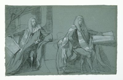 Mansfield'ın İlk Earl'ü William Murray için çalışma, 1782-1783 (mavi-gri kağıt üzerinde grafit ve siyah beyaz tebeşir) by Daniel Mytens