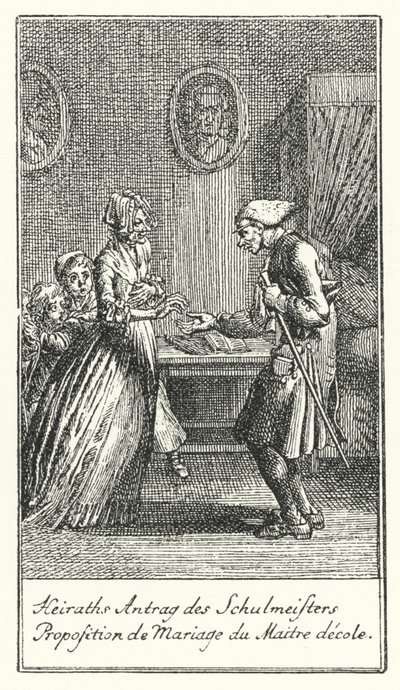 Okul Müdürünün Evlilik Teklifi (gravür) by Daniel Nikolaus (after) Chodowiecki
