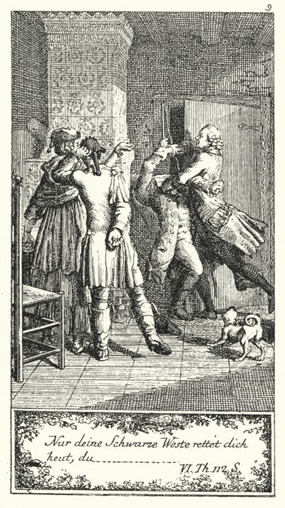 Bugün sadece siyah yeleğin seni kurtaracak, sen... (gravür) by Daniel Nikolaus (after) Chodowiecki