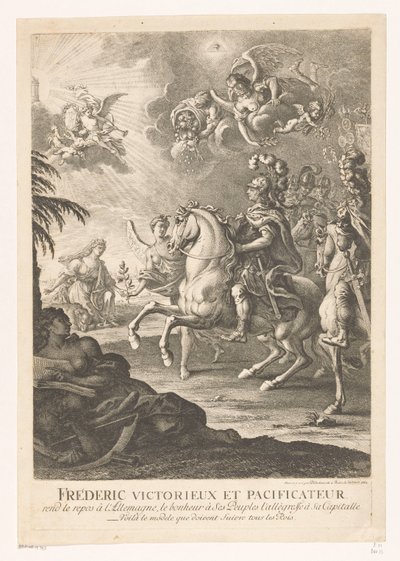 At sırtında Büyük Frederick ile alegorik temsil Fréderic victorieux et pacificateur (...) (nesne üzerindeki başlık) by Daniel Nikolaus Chodowiecki