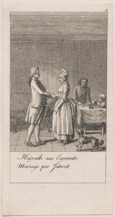 Evlilik motivasyonları ve sonuçları. Bl. 5 by Daniel Nikolaus Chodowiecki
